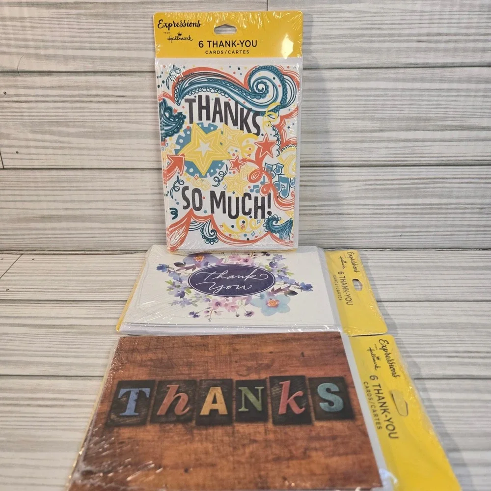 Hallmark Expressions Thank You Cards 18 Count 3 Packs Blank Inside Floral Rustic